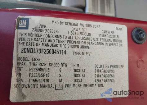 2005 Chevrolet Equinox Lt z USA, uszkodzony, nr VIN 2CNDL73F256045114